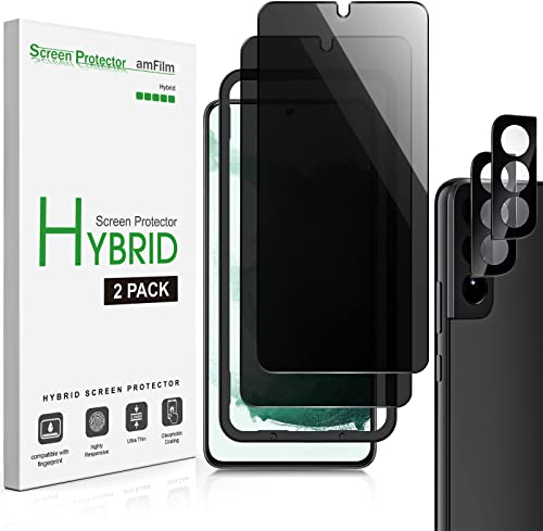 amFilm 2 Stück Schutzfolie für Samsung Galaxy S22 5G [6.1 Zoll] mit 2 Stück Kamera-Objektivschutz [Anti Spy and Privacy Protection] HD Clear mit Einfachem Installationsfach