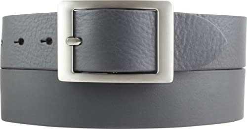 BELTINGER Jeansgürtel aus Vollrindleder 4 cm | Jeans-Gürtel für Damen Herren 40mm | Leder-Gürtel mit Doppel-Schließe | Dunkelgrau 100cm