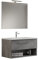 Mama Store GEA2 100 - Mobile Bagno Sospeso 100 CM Cassetto e Vano a Giorno Grigio Cemento con Lavabo, Specchio e Lampada LED, L.101 X P.46 X H.45 cm