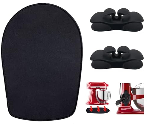 Oudizz Kitchen Appliance Sliding Mats for KitchenAid Stand Mixer and 2 Cord Organiser for Kitchen Appliances - Sliding Mats Compatible with 4.5-5 Qt Tilt-Head Stand Mixer