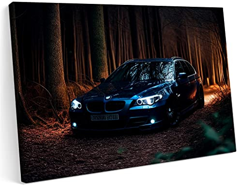 Printonia Bilder Leinwandbild 120x80cm BMW 5er e60 Auto Sport Forest Neon Tuning