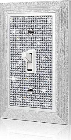 Gaocai 1 Stück glänzende Strass-Wandplatten, Lichtschalter-Abdeckplatte, dekorative Wandplatte, einzelner Kippschalter, Holzmaserung, Schalterplatten