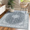 CAROMIO Klassischer Vintage Tradition Teppich, Rutschfest Wasser & Schmutzabweisend Waschbar In & Outdoor Teppich Kurzflor mit Orient Design 160 x 230 cm Dunkelgrau