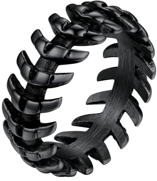 U7 Herren Statement Ring mit Schlangenknochen Edelstahl Großer Ring Hip Hop Street Style Fingerring Schwarz-Ring Modeschmuck Accessoire für Rapper Party(Ring Größe 65)