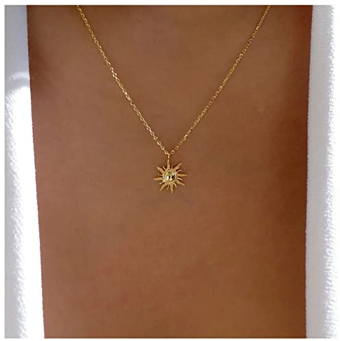 Inilbran Boho Sunburst-Choker-Halskette, Vintage-Halskette mit aufgehender Sonne, goldene Sonne, himmlische Kragen-Halskette, minimalistische Spike-Sonnen-Anhänger-Halskette, Schmuck für Frauen und