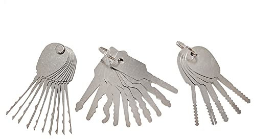 YQLEISHI Schlosser-Reparaturwerkzeuge, Schloss-Jiggler-Schlüssel, Edelstahl, 3-teiliges Set, (YQ-3-2)