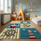 SIMPEX Teppich Kinderzimmer Piraten-Kompass-Anker-Leuchtturm Design Kurzflor Kinderteppich mädchen Spielteppich Modern Design Babyzimmer Teppiche für Junge und Mädchen Extra Weich 140 x 200 cm