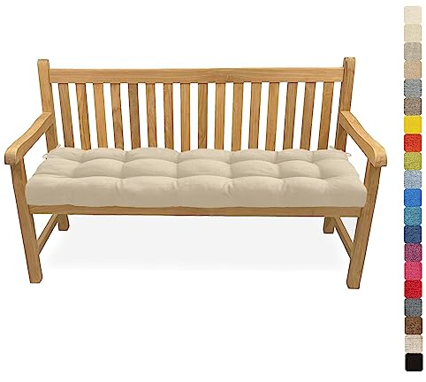 Lsjoaw Bankauflage Bankkissen 90X45X6CM Sitzauflage Sitzkissen Bank Bankpolster Sitzpolster Auflage für Gartenbank Sitzbank & Hollywoodschauke Outdoor/Indoor,Color#1 Cremefarben