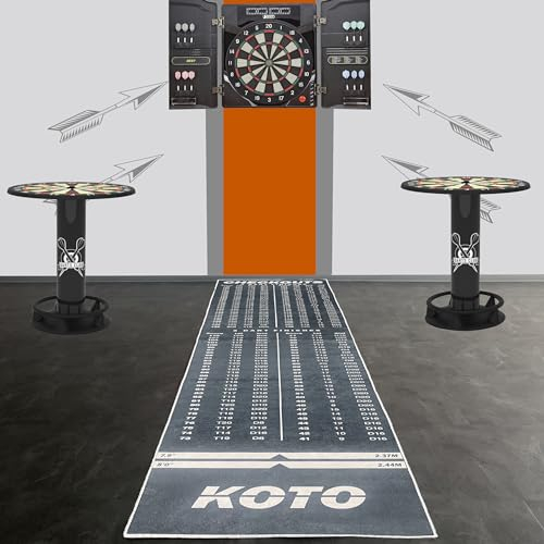 Teppich-Traum Dartmatte schwarz Bodenschutz Dartpfeile integrierte Abwurflinie weiß grau vielseitig rutschfest 80x285 cm