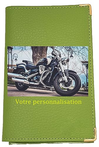 Syl'la Personnalisé Votre Porte Carte Grise et Papier Voiture en Cuir pour Femme ou Homme avec Votre Photo ou Logo et Texte (Vert)