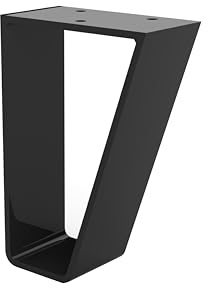 Cime Flache Möbelfüße aus Metall, für Möbel, Platine mit 3 Löchern, Stahl, Farbe: Schwarz, Maße: L 100 mm, H 150 mm, T 50 mm, Tiefe 4 mm, für Unterschrank.