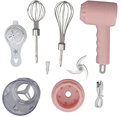 Cordless Electric Garlic Chopper Portable Hand Mixer Multifunctional Meat Grinder Egg Beater(Pink)