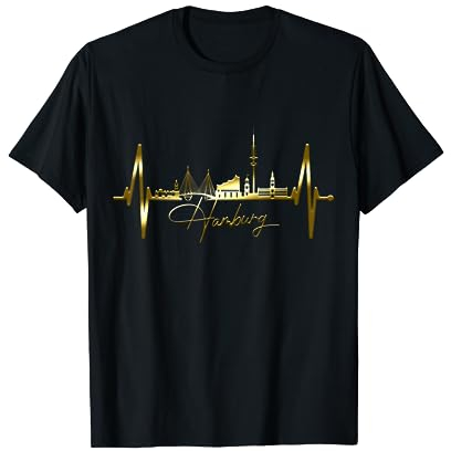 Hamburg Skyline Herzschlag Silhouette Liebe I Love Hamburg T-Shirt
