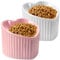 SUNQEBO Elevated Cat Bowls, Raised Cat Bowl for Indoor Cats, Cute Heart Ceramic Tilted Puppy Food Set Supplies Whisker Friendly Anti Vomit, White+ Pink