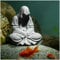 livelyfish Aquarium-Buddah-Statue, Sandstein, Zen, Buddha-Skulpturen für Garten, Aquarium, Heimdekoration (A)