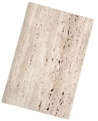 StonePlus Lochstein Rechtwinklige Marmorplatte Oberflächenplatte mit Rutschfester Matte dekoratives Tablett für Zuhause (Beige Travertin 11,8 x 7,87 x 0,39)