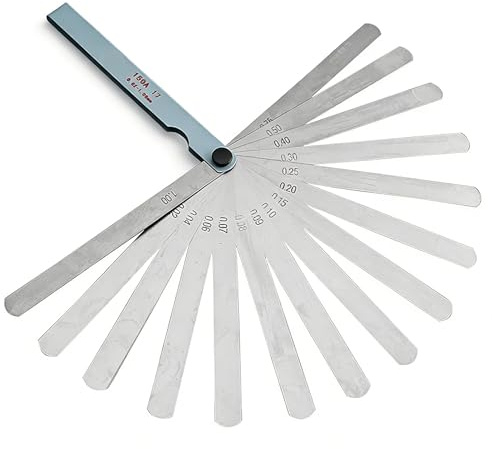 Uadme Spessimetro a Lamelle, Spessimetri 17 Lame 0,02-1,00mm, Spessimetro Valvole in Acciaio Inox, per Misurare la Dimensione di Liquidazione di Vari Progetti/Strumenti