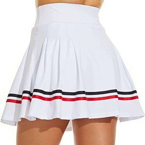 ThreeH Falten-Tennisröcke für Frauen Sportliche Casual Skorts mit Taschen Eingebaute Shorts Hochtaillierter Golf-Sport-Rock