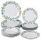 Baroni Home 18-teiliges Tafelservice aus Porzellan und Steingut, Service für 6 Personen, bunte Tische, Teller-Set mit Suppenteller, flachen Teller, Obst- oder Desserteller, Feldblumen