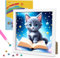GHHKUD Diamond Painting Kinder mit Rahmen 5D Diamant Painting Bilder Kinder-Diamond Painting Set-Katze Diamanten Painting für Kinder und Mädchen Erwachsene-Diamant Bilder mit Bilderrahmen 18x18cm