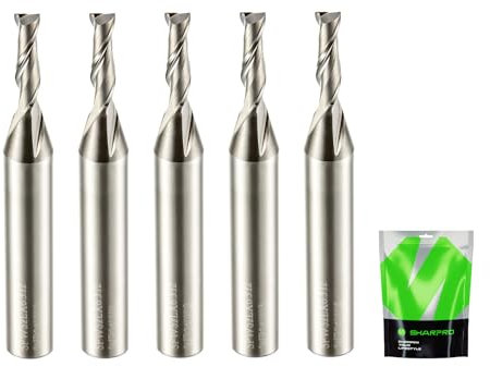 SHARPRO 1/8 Router Bit 1/4 Shank, Upcut Spiral Router Bit 1/4 Inch Shank 1/8 Inch Cutting Dia. 1/4 Inch CNC Router Bits, Up Cut Router Bit Solid Carbide, Ideal for Wood Inday, Plunge Plastic 5PCS