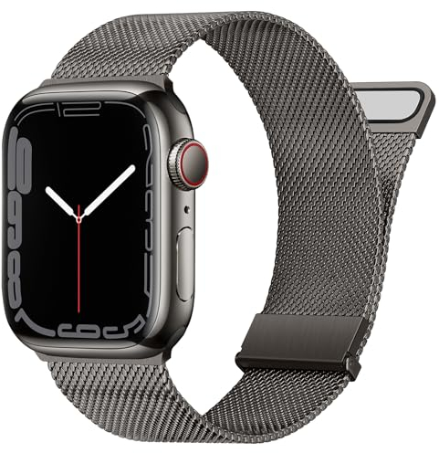 Amizee Metallo Cinturini Compatibile con Cinturino Apple Watch 49mm 46mm 45mm 44mm 42mm, Doppie Magnetiche Cinturini in Acciaio Inossidabile per iWatch Ultra Ultra 2 Series 10 9 8 7 6 5 4 SE, Graphite