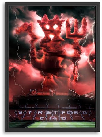 Manchester United FC inspirierter Druck, Old Trafford Stadiondruck, magischer animierter Kunstdruck, Geschenk für Fußball-Fan, für Vater, Bruder, Sohn, Fußballgeschenk, MUFC-Geschenk, Wandkunst,