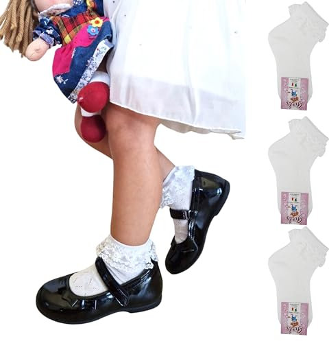 Calzini Bianchi Bimba Eleganti Cotone Leggero 3 Paia Calze Cerimonia Bambina Made in Italy