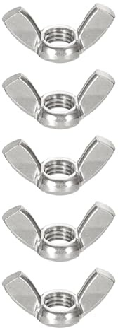 sourcing map M6x1mm Wing Nut 5 Pcs, 304 Stainless Steel Butterfly Wing Nuts Fasteners Parts Hand Twist Tighten Wing Nuts for Machinery Electronic Equipment DIY, Silver