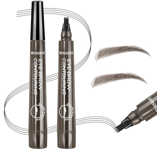 Microblading Eyebrow Contouring Pen Pencil - Magical Precise Waterproof Brow Pen Liquid Natural Eyebrow Contouring 4 Tip Pen Micro-fork Tip Brow Pencil (Grey Brown-04)