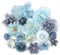 MWOOT 17 Pieces Fleurs Artificielles, Têtes de Fleurs Rose Pivoine Nénuphar Artificielles, Fausse Fleur Decoration pour DIY Bouquet Couronne Mariage Fête Festival Maison Jardin Artisanat(Bleu)