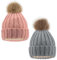 Beanie-Mützen für Damen, weiche Wintermützen für Damen, abnehmbare Bommelmütze, Bommelmütze mit Teddy-Fleece gefüttert, Geschenk für Weihnachten, Outdoor-Sport, Radfahren, Skimütze, Mädchen (Rosa +