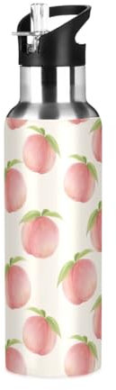 Yopersonalizes Bouteille d'eau isotherme avec paille - 1 l - Jolie bouteille d'eau de sport en acier inoxydable - Anti-fuite - Pour les voyages et les sports