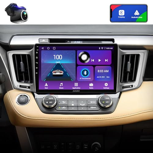 Actualización de radio para Toyota RAV4 – Pantalla táctil QLED de 10 pulgadas de repuesto estéreo para coche 2013-2018 inalámbrico CarPlay Android Auto MirrorLink AirPlay 2+64G DSP 48EQ FM/AM GPS