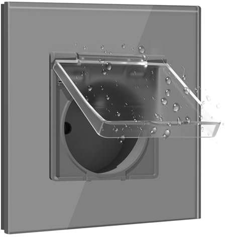 BSEED Prise USB C 16A avec Couvercle Étanche 1 Gang, Prise Electrique avec Capot de Protection 86mm Gris