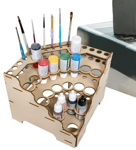 Model Paint Organizer, Paint Holder Organizer with 26mm Holes, Paint Rack Craft Paint Storage, Multiple Organizer for Paint Bottles, Pots, and Brushes in Tiered Layout, Easy Organization & Access