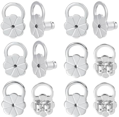 12 Paar Ohrstecker Verschluss,Ohrring Verschluss Silber,Hypoallergen Schmetterling Ohrring Verschluss,Einstellbare Ohrringlifter,Ohrringaufzüge Silber,für Schwere Ohrringe,Ohrringverschlüsse-Ersatz