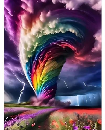 5D DIY Diamantmalerei Tornado und Regenbogen,DIY Diamond Painting Kit für Erwachsene, Gem Art Set für Anfänger,Vollbohrer Rund,Wunderschöne Wanddeko,Ideal für Geschenke und Heimdekoration (30x40cm)
