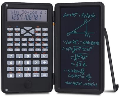 NK Wissenschaftlicher Taschenrechner, 240 Funktionen, 6'' Schreibtafel, Elektronischer Stift und Schutzhülle, Schwarz