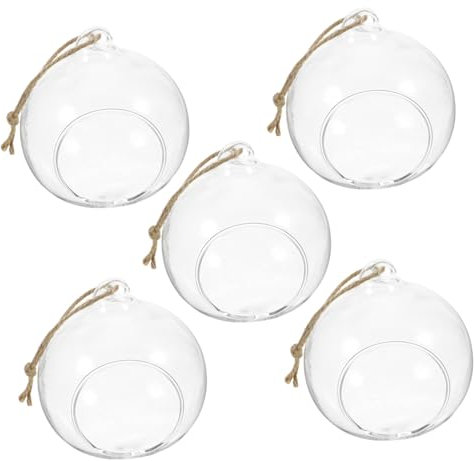 JUMPLAWN 5stücke Hängende Glas-kerzenhalter Mit Juteseil Teelichthalter Und Blumenterrarium Mit Doppelöffnung ø Flacher Boden DIY Deko Für Zuhause Garten Fensterbank