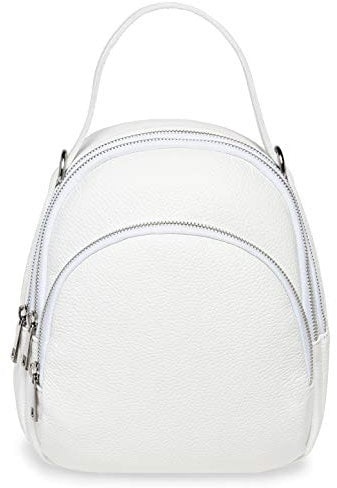 Caspar eleganter Damen Leder Rucksack Rucksacktasche City Backpack - PREMIUM LINE - Modell No.793 - Made in Italy, Farbe:weiß, Größe:One Size
