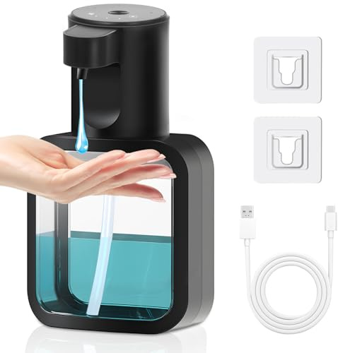 ZHHGOO Dispenser Sapone Automatico, 500ml Dispenser di Sapone Liquido, USB Ricaricabile, Dosatore Sapone con Livelli Regolabili, IPX5 per Bagno, Cucina, Hotel (Gel)