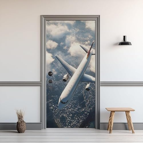 Türbekleben Flugzeug Türtapete, Selbstklebend TürPoster Flugzeug Türbilder, 3D Fototapete Türfolie Poster Tapete Türaufkleber Tür Tapeten 86 x 200 cm q.9469