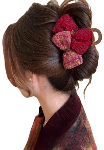 DuomaiJJ Haarklammern 2-Pack Damen Bogen Haarpinn Für Die Rückseite des Kopfes Herbst Und Winter-rot