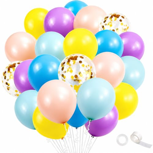 60 Stück 12 Zoll Luftballons Pastell,Makronen Ballons Helium Balloons | Farben Konfetti Latex Ballons,Makronen ballon Helium balloons,Luftballon Partydeko Geburtstags Hochzeits Festival Jahrestag
