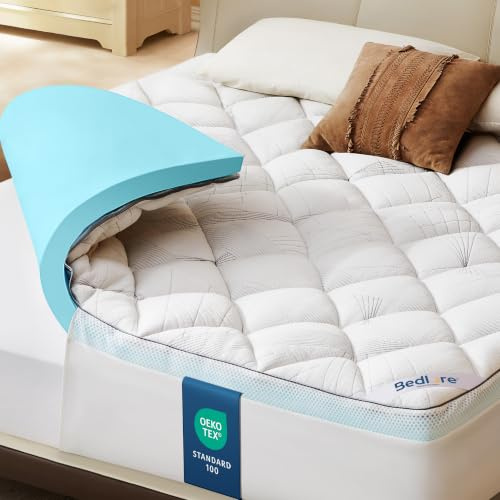 BEDLORE Matratzentopper 140x200cm Dual-Layer Memory Foam mit H2, Weiß | Qualitätsschlaf, Rückenschmerzlindernd, OEKO-TEX STANDARD 100, Atmungsaktiv Bambusfaser, 30cm Tiefe Taschen, Waschbarer