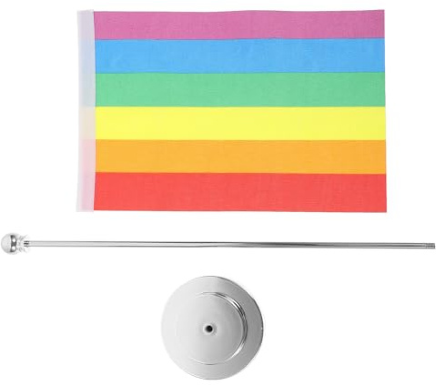PRETYZOOM Regenbogenfahnen Metallständer mit Tischflagge für Feierlichkeiten und Innenbereich für Lgbtq Events