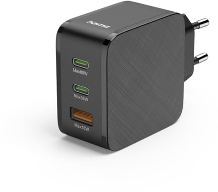Hama Schnellladegerät, 65W, USB-C, USB-A, Qualcomm® Quick Charge™ 3.0 | Ladegerät schwarz, 2x USB-C Power Delivery, 1x USB-A, USB-Ladee für iPhone, Samsung, iPad, MacBook, Notebook u.v.m.