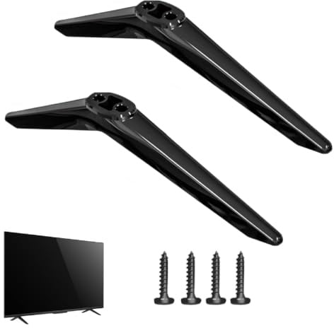 2 Pcs TV Feet,TV Stand Legs Replacement with 4 Pcs Install Screws,24-55 Inch Universal Television Table Top Desk Stand Base,Plastic Non-Slip Pedestal Stands Feet Compatible with Sharp LED Flat Screen