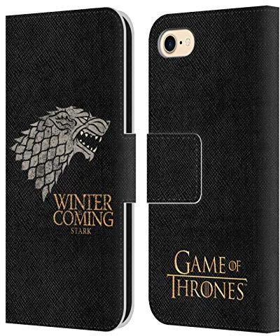 Head Case Designs Officially Licensed HBO Game of Thrones Stark House Mottos Leather Wallet Case Compatible With Apple iPhone 7/8 / SE 2020 & 2022
